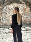 Pareo/ kimono nero con cintura oro - R.a. Boutique 