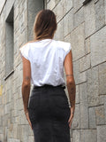 Gonna di jeans con spacco e cintura - R.a. Boutique 