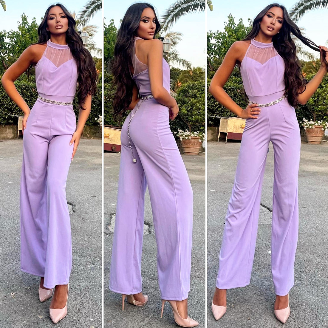 Tuta lilla con trasparenze - R.a. Boutique 