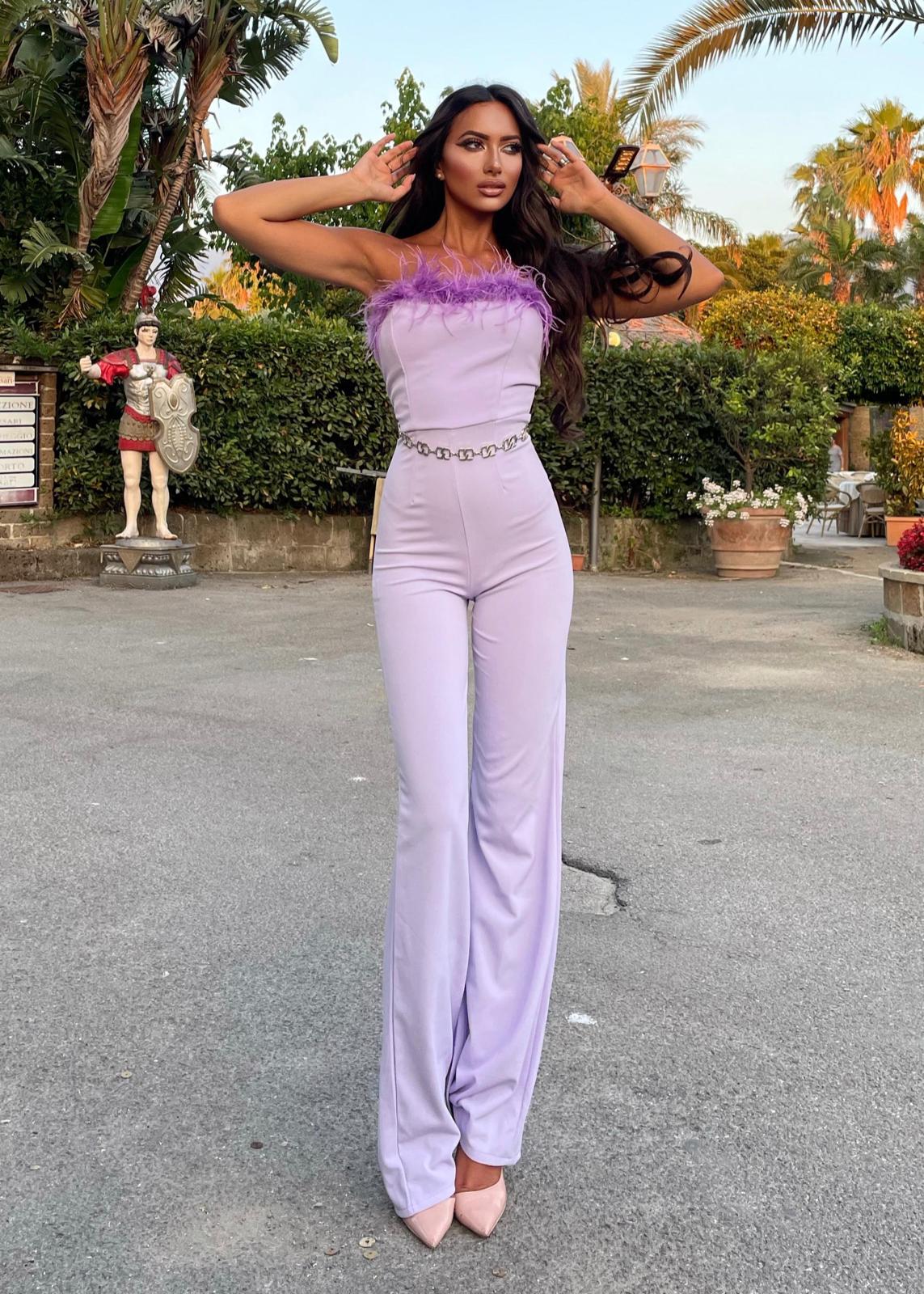 Tuta con piume lilla - R.a. Boutique 
