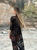 Pareo/kimono lungo in pizzo nero - R.a. Boutique 