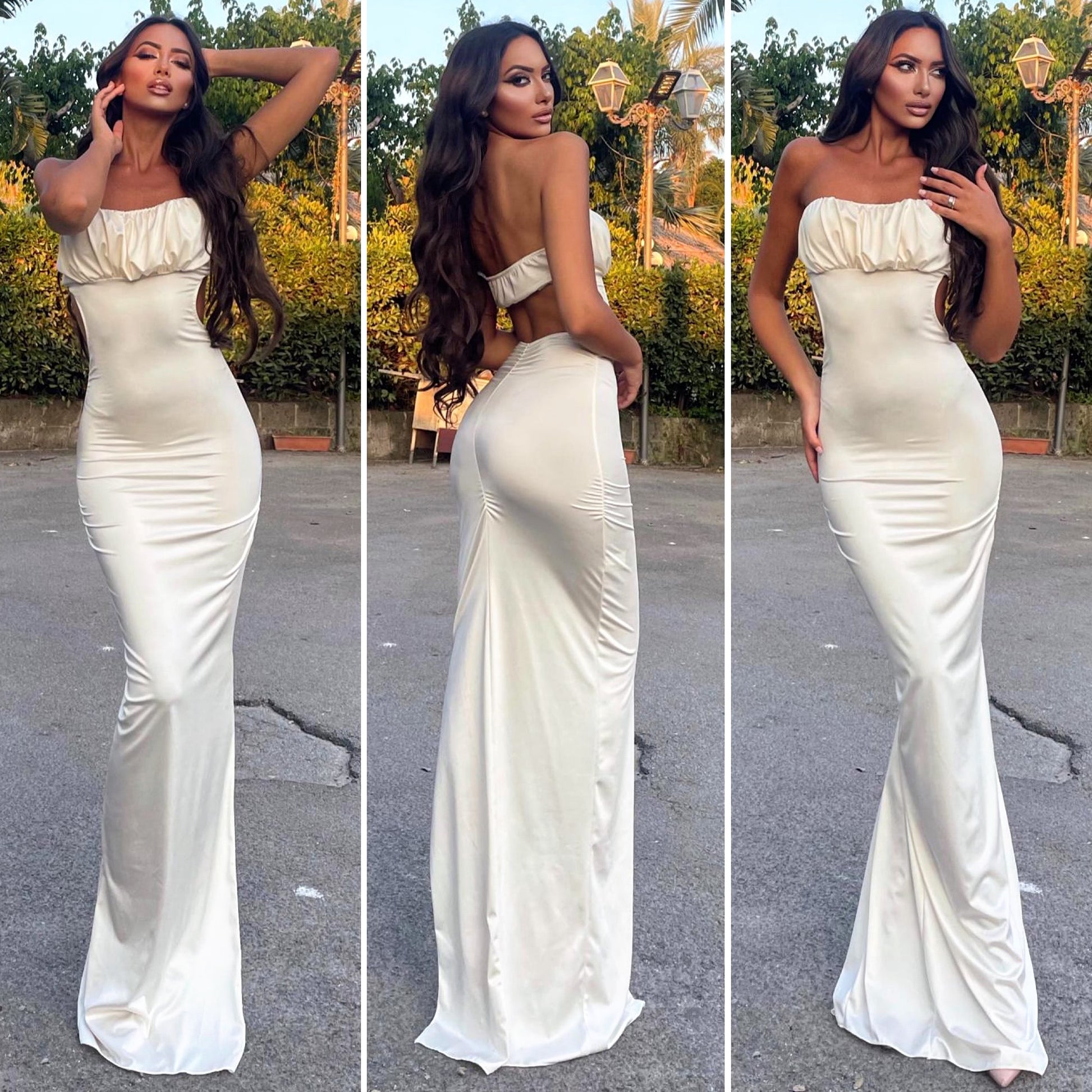 Abito lungo push up crema - R.a. Boutique 