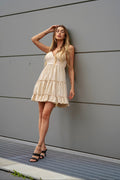 Abito corto beige con pizzo - R.a. Boutique 