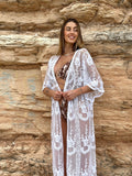 Pareo/kimono lungo in pizzo bianco - R.a. Boutique 