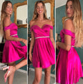 Abito corto in raso rosa fluo - R.a. Boutique 