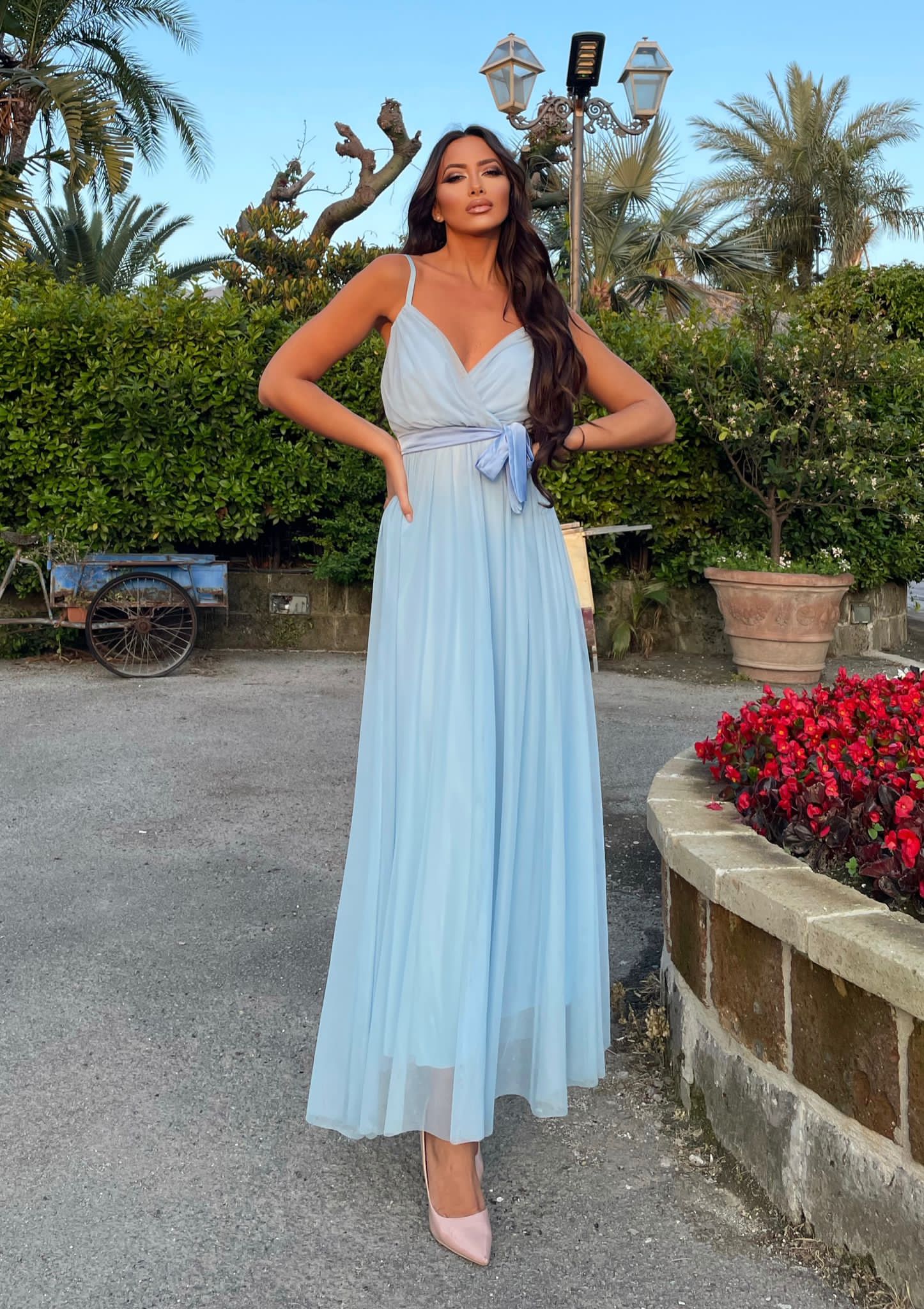 Abito lungo in tulle carta da zucchero - R.a. Boutique 