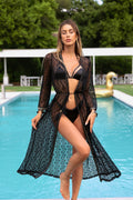 kimono lungo in pizzo nero - R.a. Boutique 