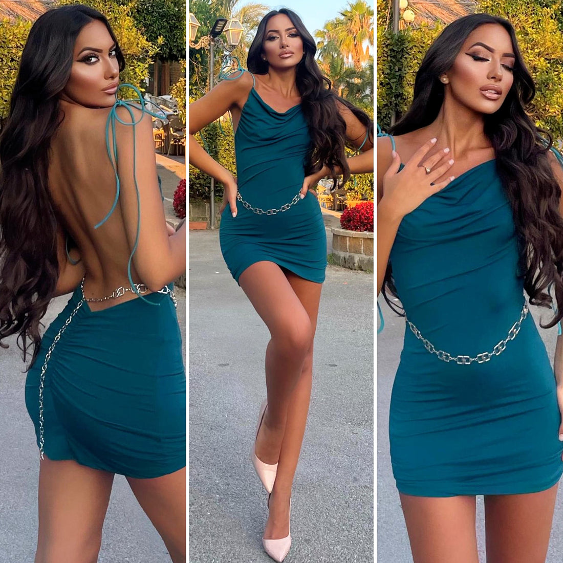 Abito corto push up petrolio - R.a. Boutique 