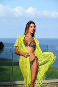 Pareo lime  con frange e pizzo - R.a. Boutique 