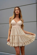 Abito corto beige con pizzo - R.a. Boutique 