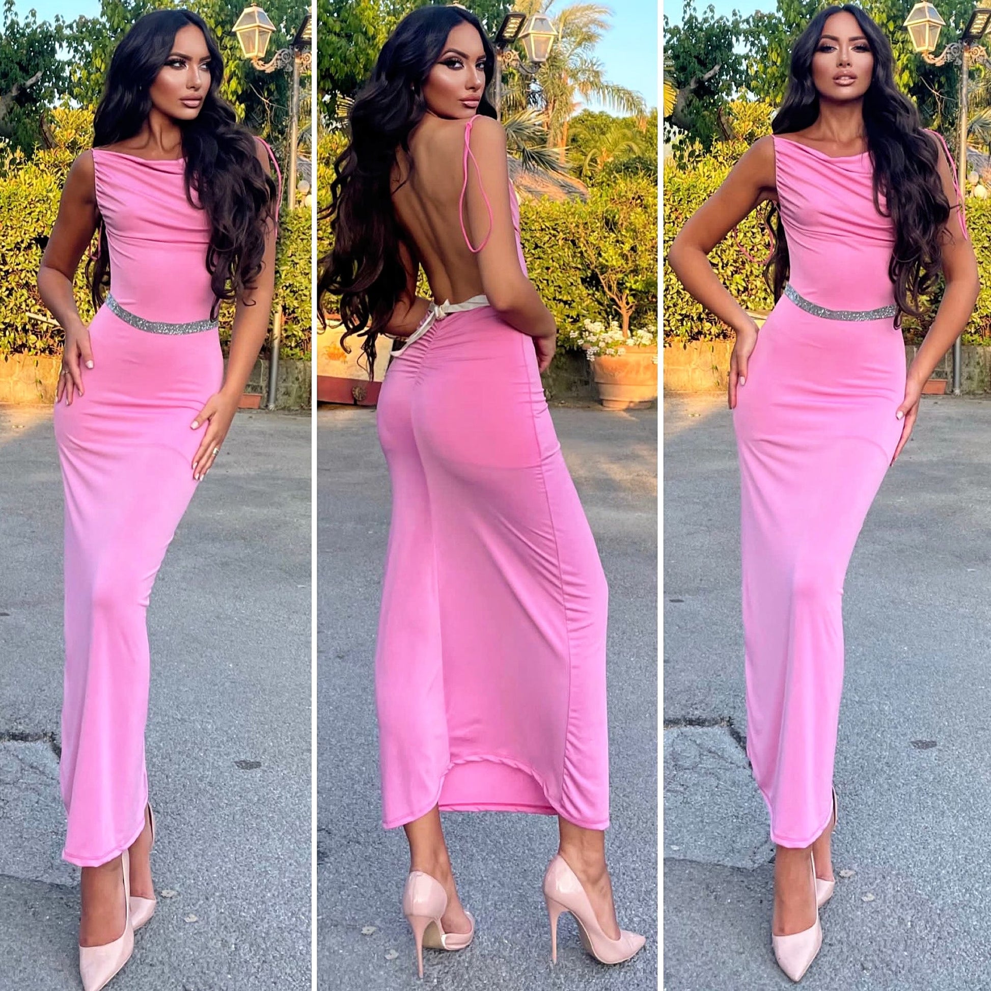 Abito lungo push up rosa - R.a. Boutique 