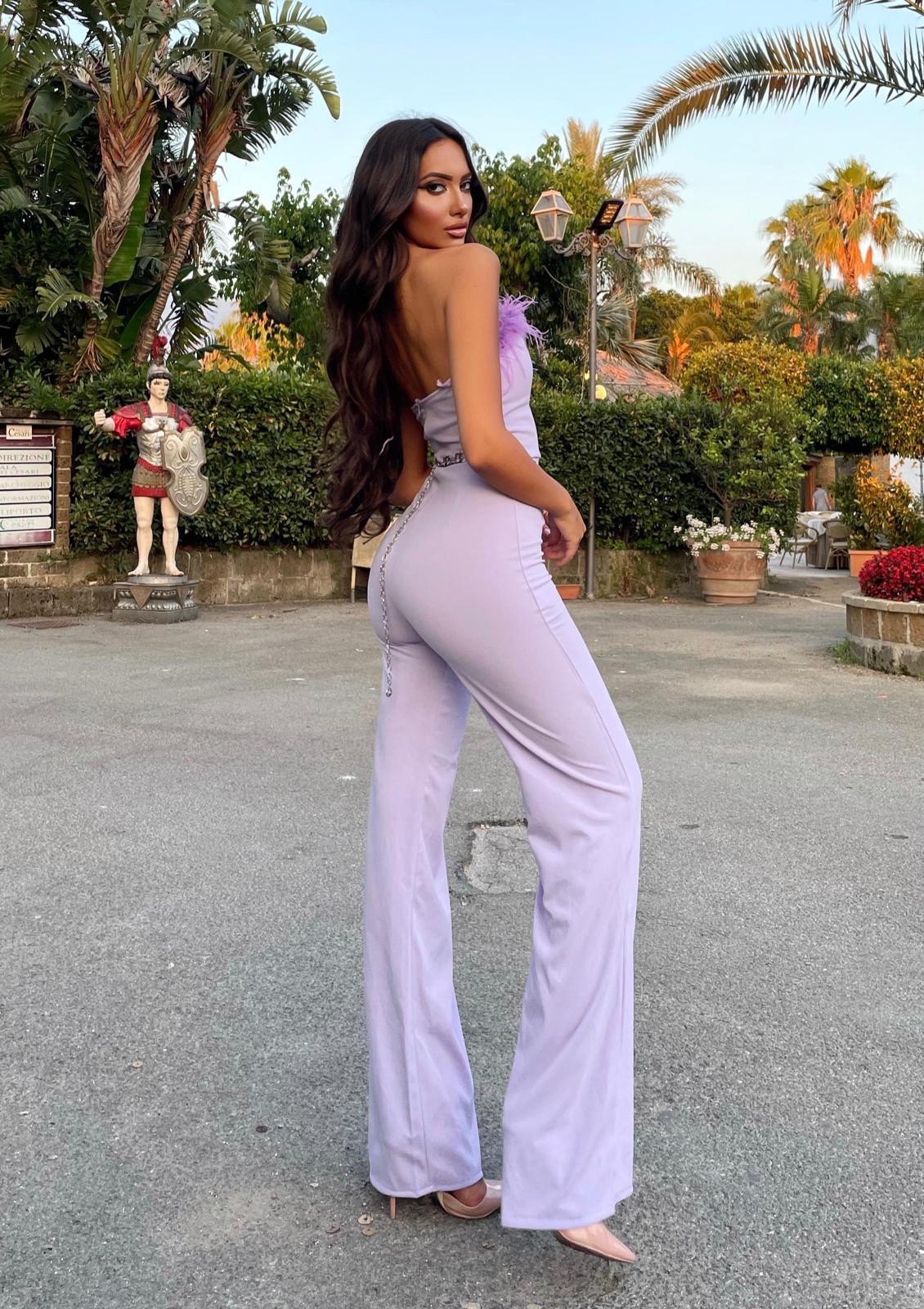 Tuta con piume lilla - R.a. Boutique 