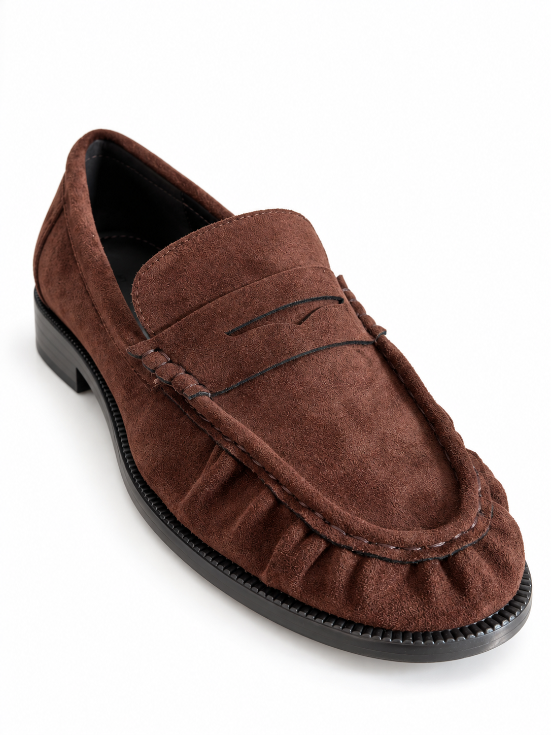 Mocassini marroni effetto scamosciato con punta arricciata - R.a. Boutique