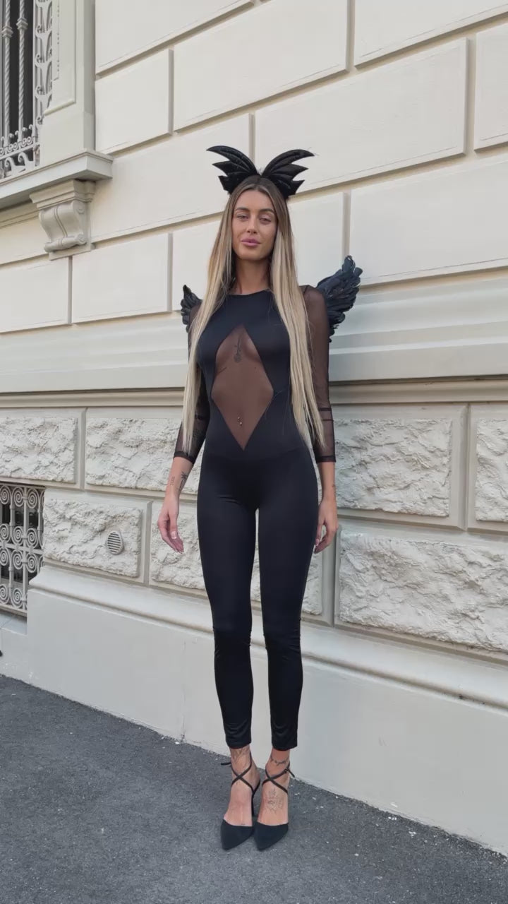 Tuta aderente con trasparenza (Dark Angel) - R.a. Boutique