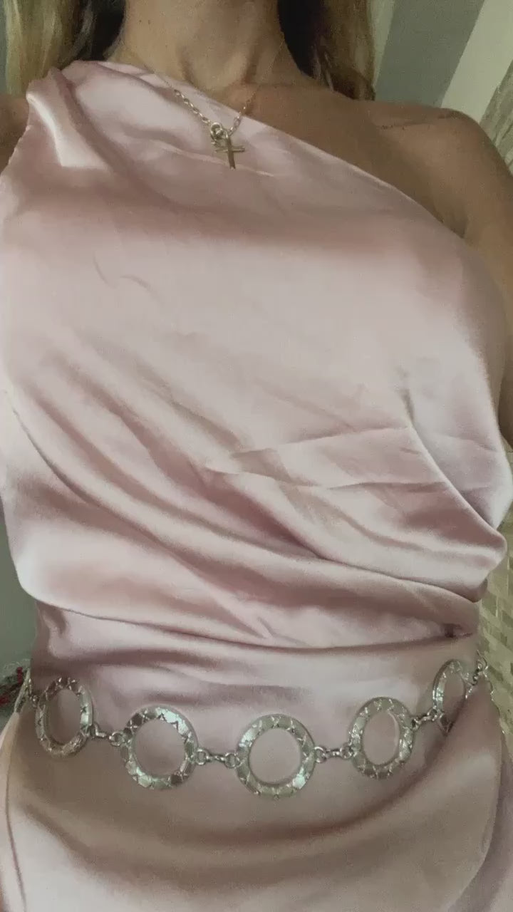 Abito impero monospalla cipria - R.a. Boutique