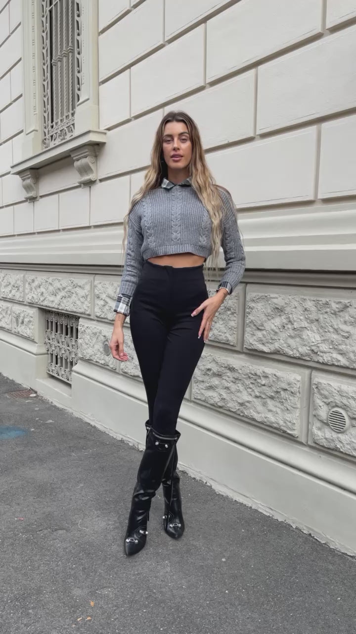 Pantalone vita alta nero - R.a. Boutique