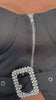 Completo top e pantalone con strass nero - R.a. Boutique