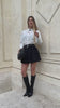 Gonna a pieghine con cintura nera - R.a. Boutique