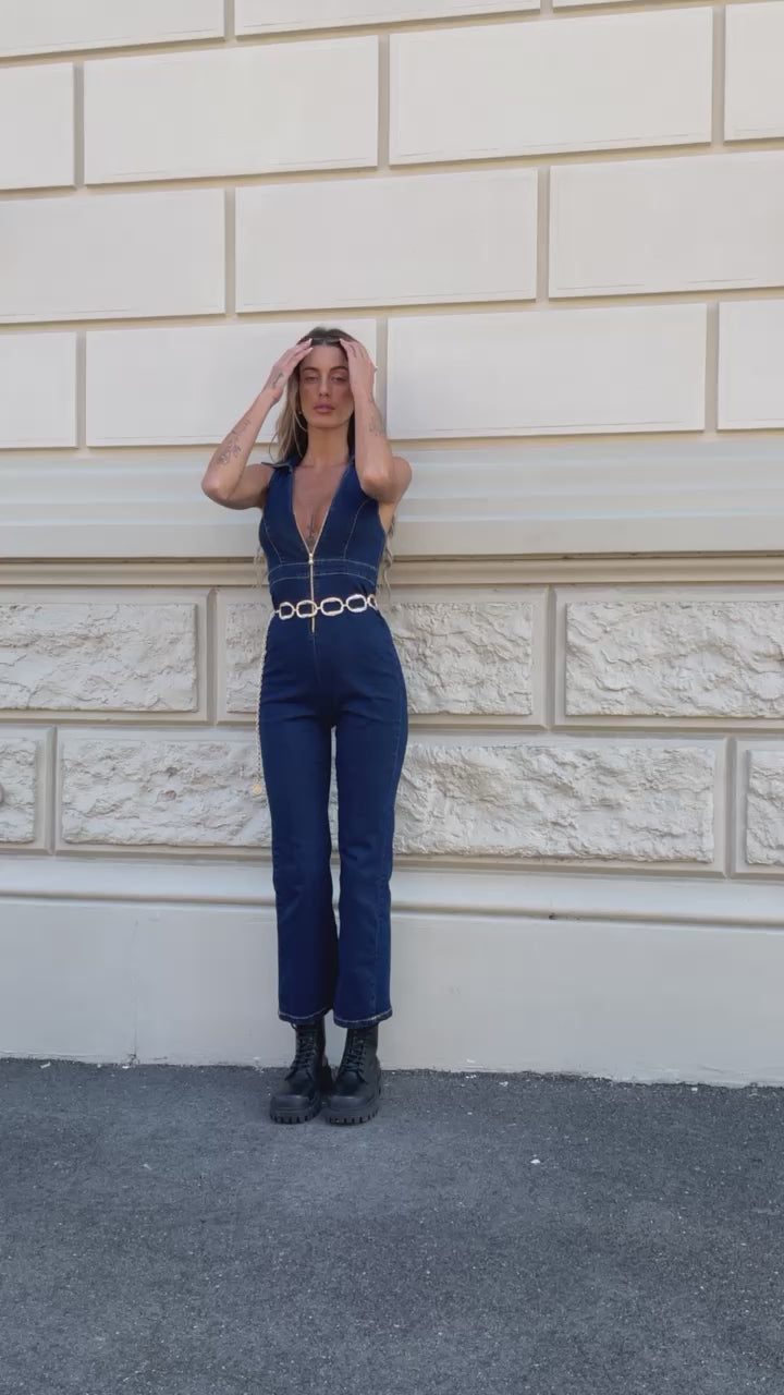 Tuta in jeans con zip - R.a. Boutique