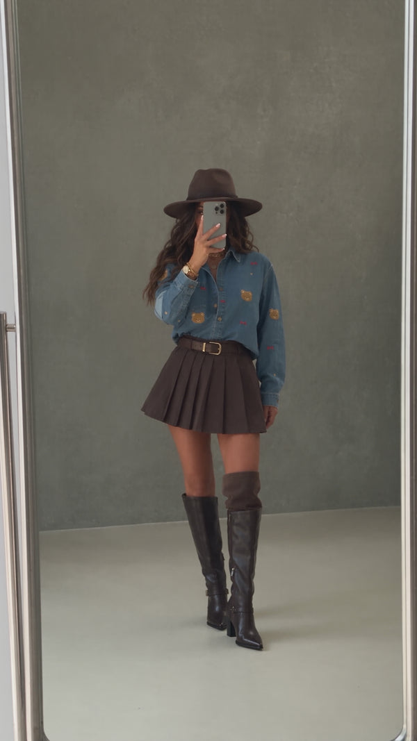 Camicia Denim Teddy Bow - R.a. Boutique
