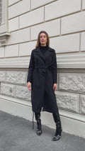 Cappotto nero con cintura - R.a. Boutique