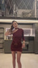 Abito bordeaux monospalla con gioiello - R.a. Boutique