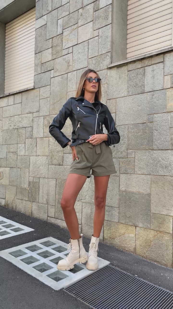 Short con fiocco verde militare - R.a. Boutique