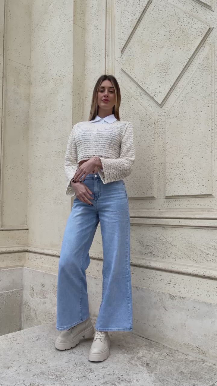 Maglioncino beige traforato - R.a. Boutique