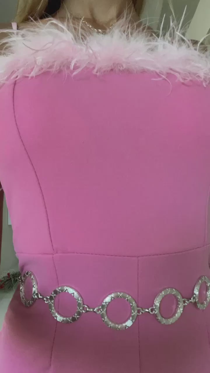 Tuta con piume rosa - R.a. Boutique