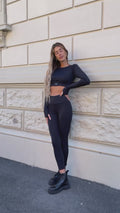 Completo top e pantalone sportivo nero - R.a. Boutique