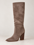 Stivale Taupe con Sovragambale e Fibbia Dorata - R.a. Boutique