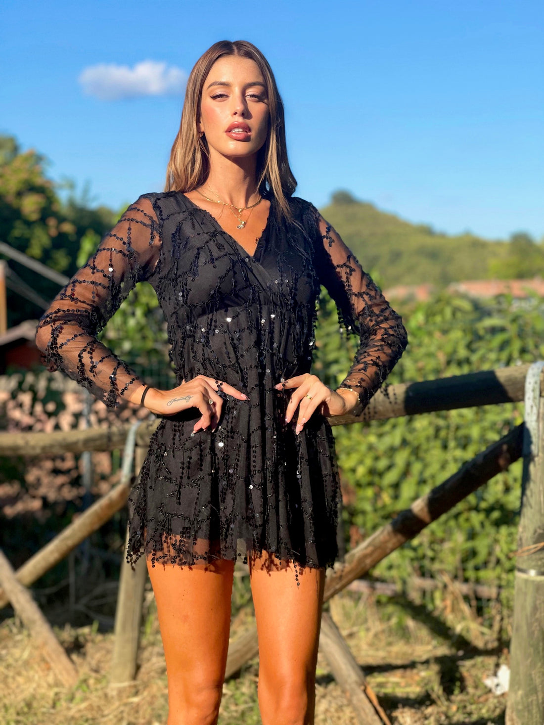 Abito con paillettes Nero - R.a. Boutique 