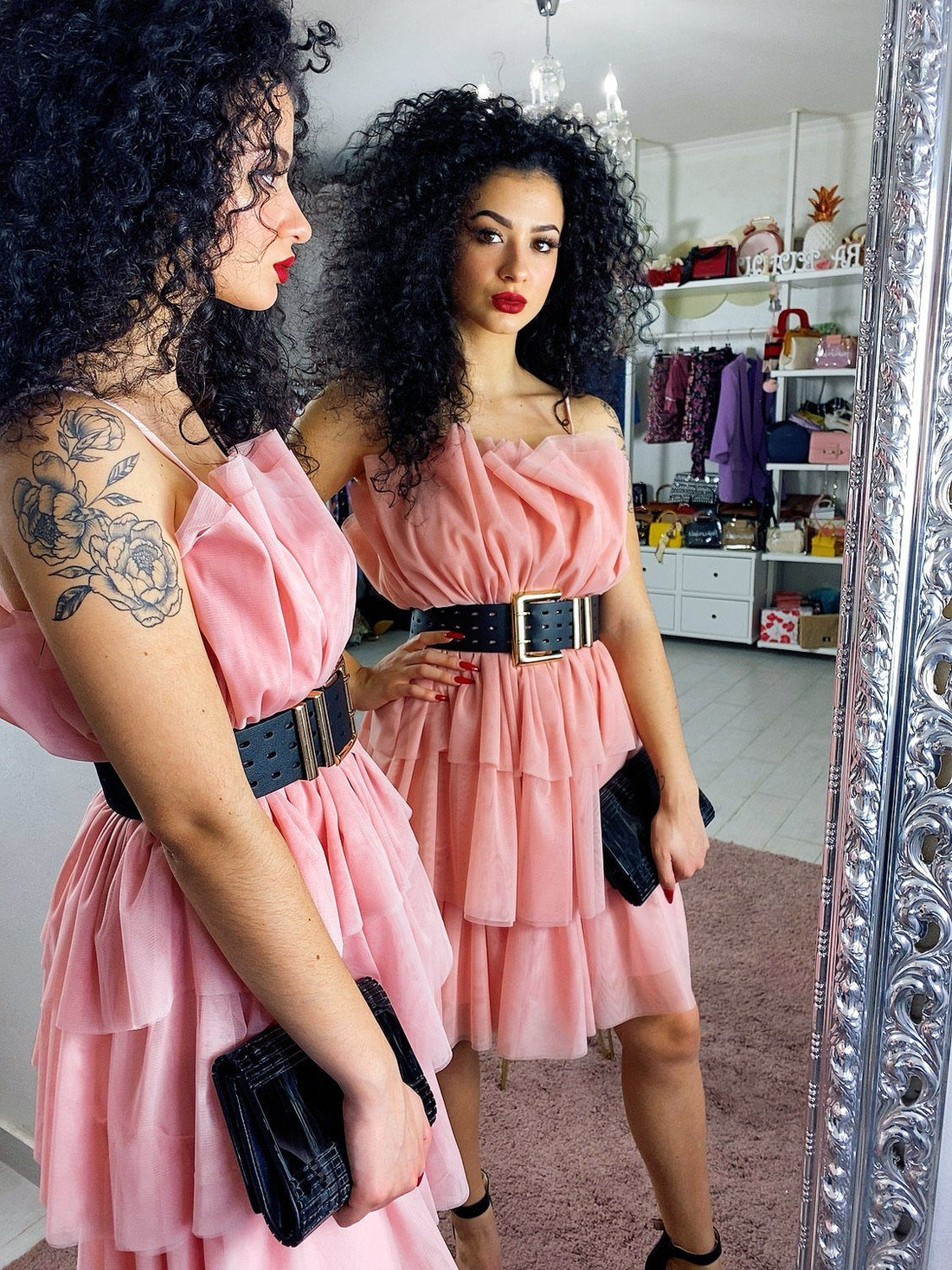 Abito a balze rosa Venere - R.a. Boutique 