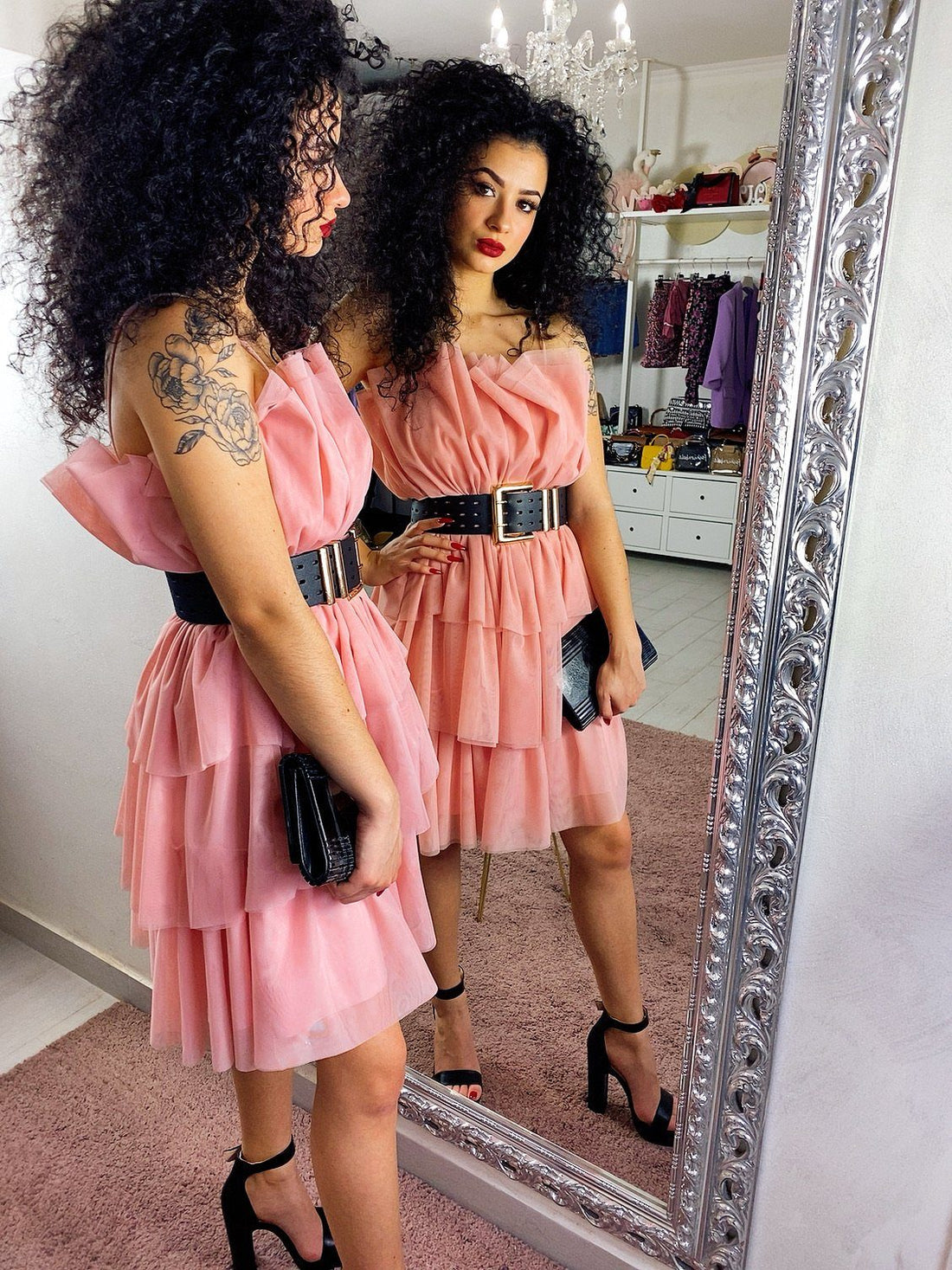 Abito a balze rosa Venere - R.a. Boutique 