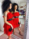 Abito a balze rosso Venere - R.a. Boutique 