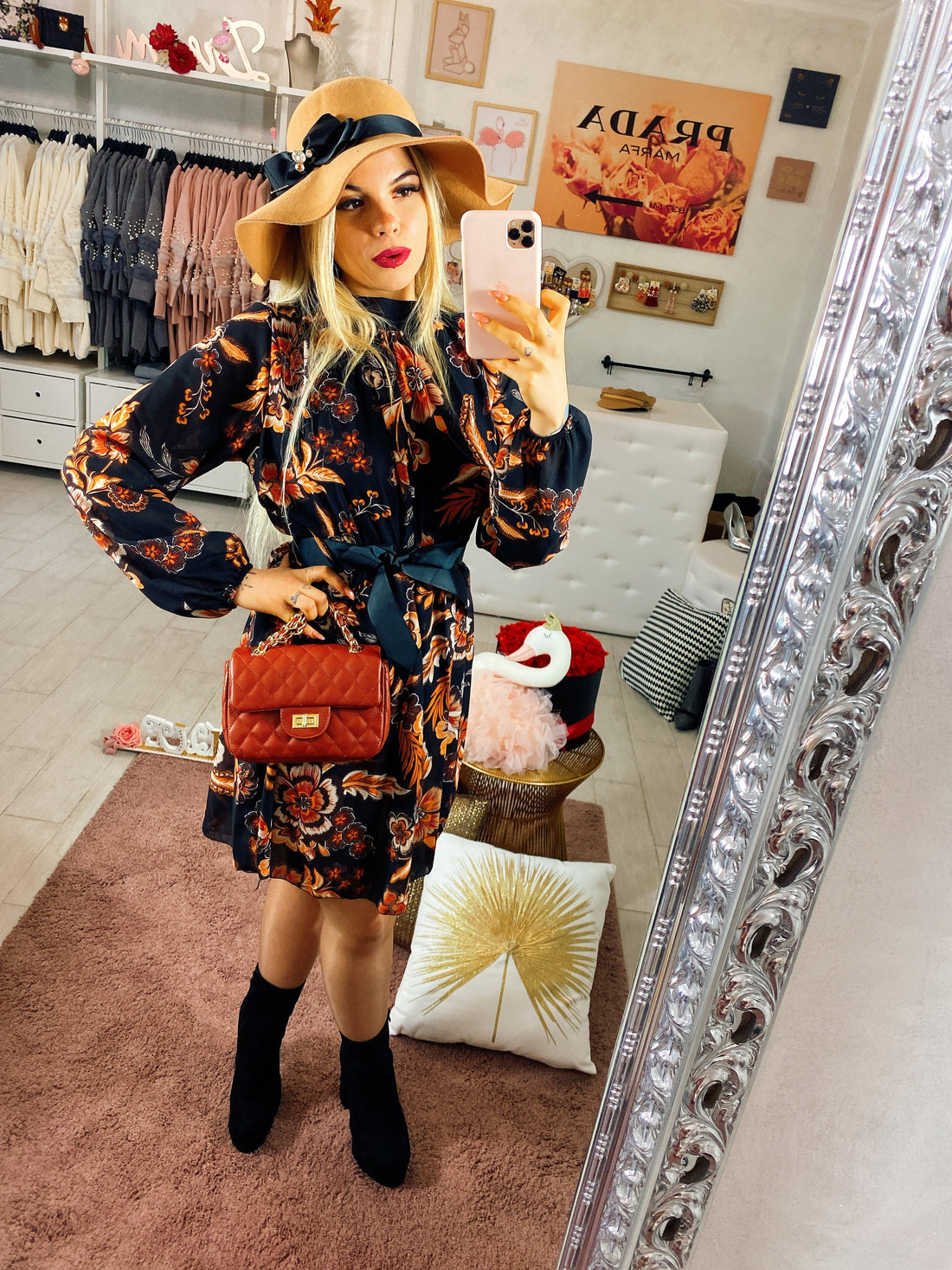 Abito a fantasia con cinturino - R.a. Boutique 