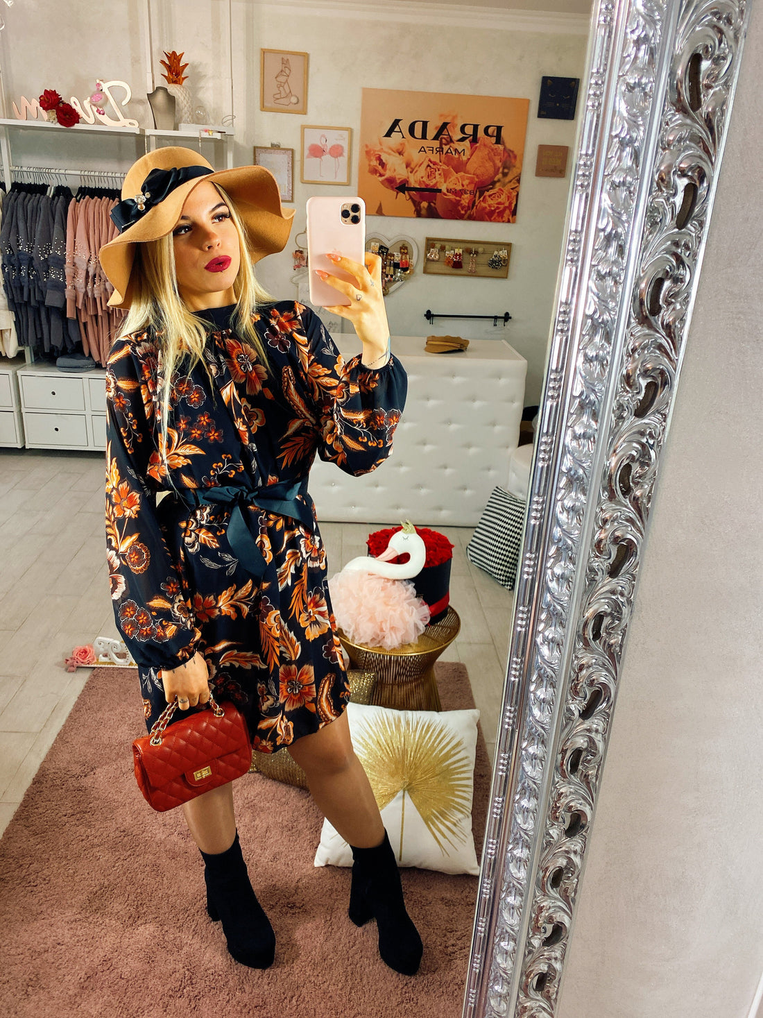 Abito a fantasia con cinturino - R.a. Boutique 