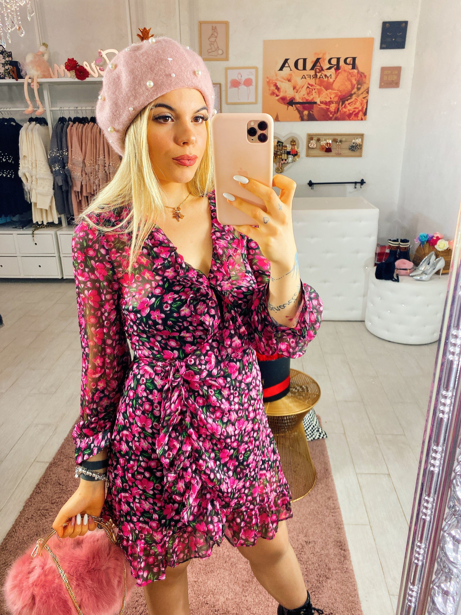 Abito a fiori Fuxia - R.a. Boutique 