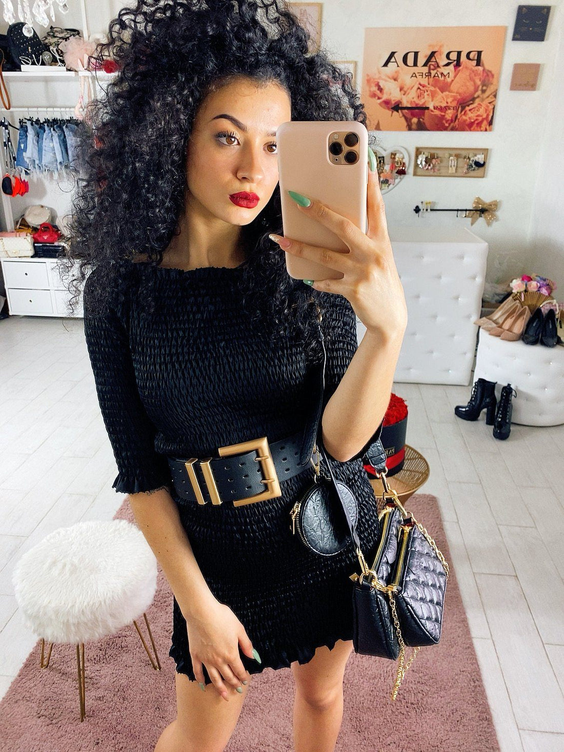 Abito arricciato con scollo - R.a. Boutique 