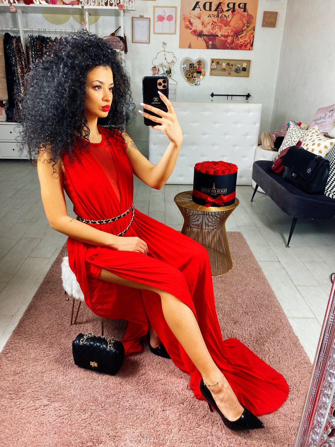 Abito con gonna a pieghine e spacchi - R.a. Boutique 