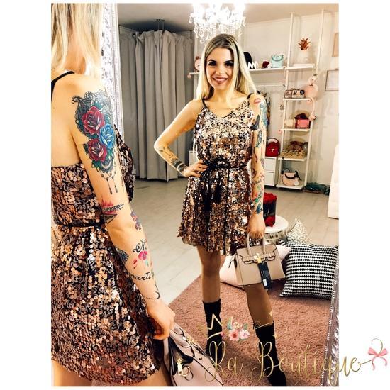 Abito con Pailette bronzo - R.a. Boutique 