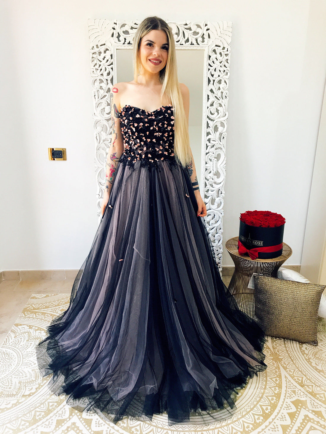 Abito da cerimonia con fiorellini - R.a. Boutique 