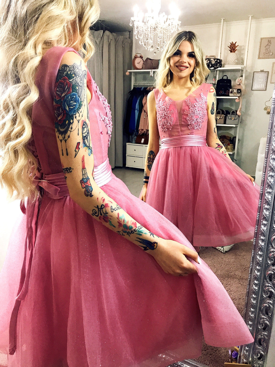 Abito da cerimonia Corto Rosa - R.a. Boutique 