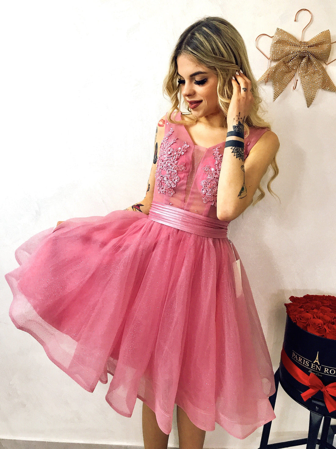 Abito da cerimonia Corto Rosa - R.a. Boutique 