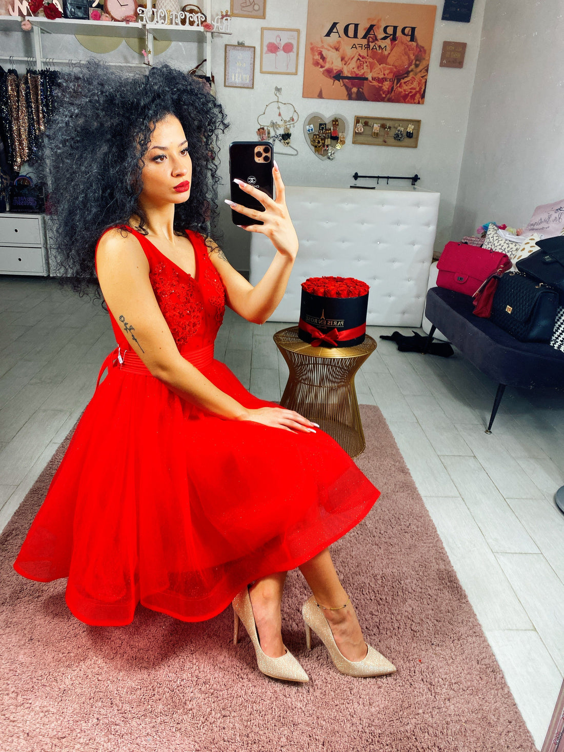 Abito da cerimonia corto rosso - R.a. Boutique 