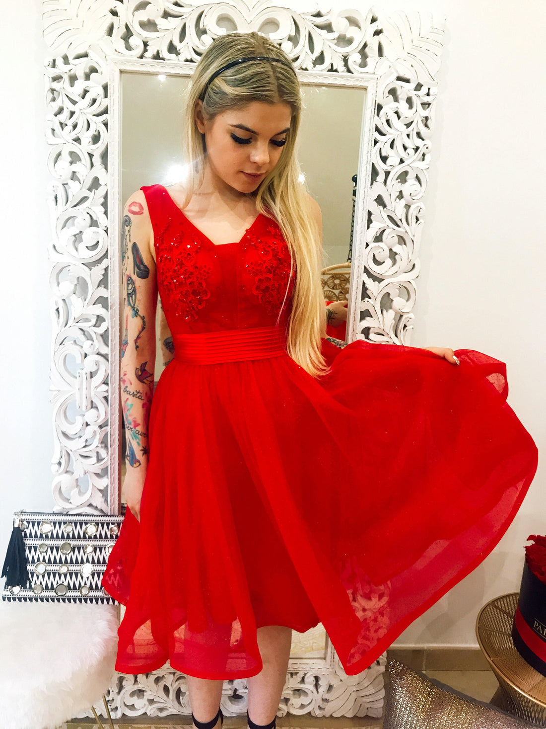 Abito da cerimonia corto rosso - R.a. Boutique 