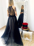 Abito da cerimonia in tulle con cinta Nero - R.a. Boutique 