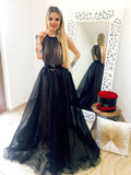 Abito da cerimonia in tulle con cinta Nero - R.a. Boutique 