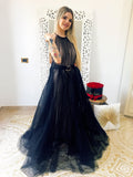 Abito da cerimonia in tulle con cinta Nero - R.a. Boutique 