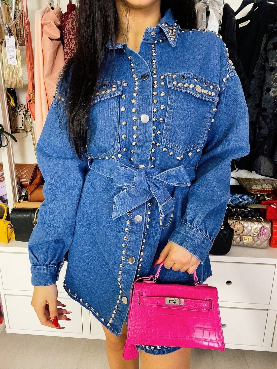 Abito in jeans con borchie - R.a. Boutique 